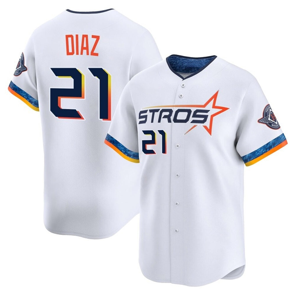 CAdoa H.Astros #21 Yainer Diaz Player White City Connect Limited Home Stitched Jerseys
