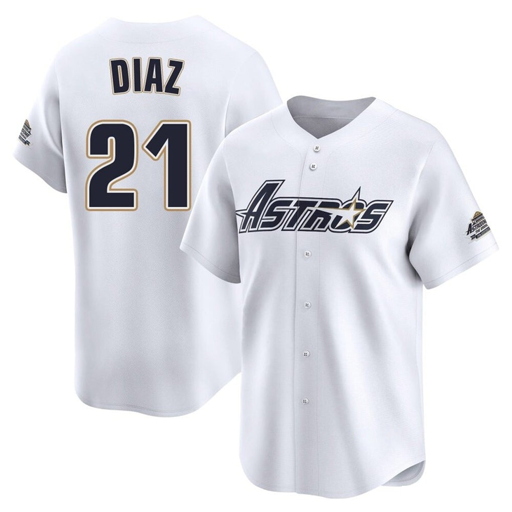 CAdoa H.Astros #21 Yainer Diaz Player White Throwback Cooperstown Collection Limited Stitched Jerseys