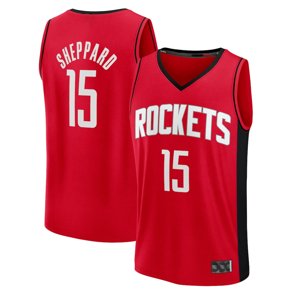 CAdoa H.Rockets #15 Reed Sheppard Red Fast Break Replica Stitched Jerseys-Icon Edition