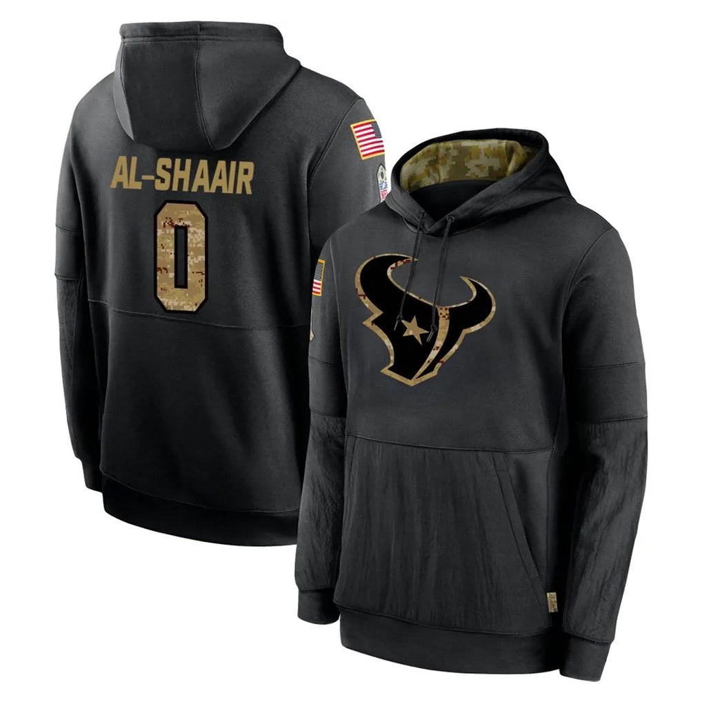 CAdoa H.Texans #0 Azeez Al-Shaair Player Black Salute to Service Hoodies Limited Game Stitched Jerseys