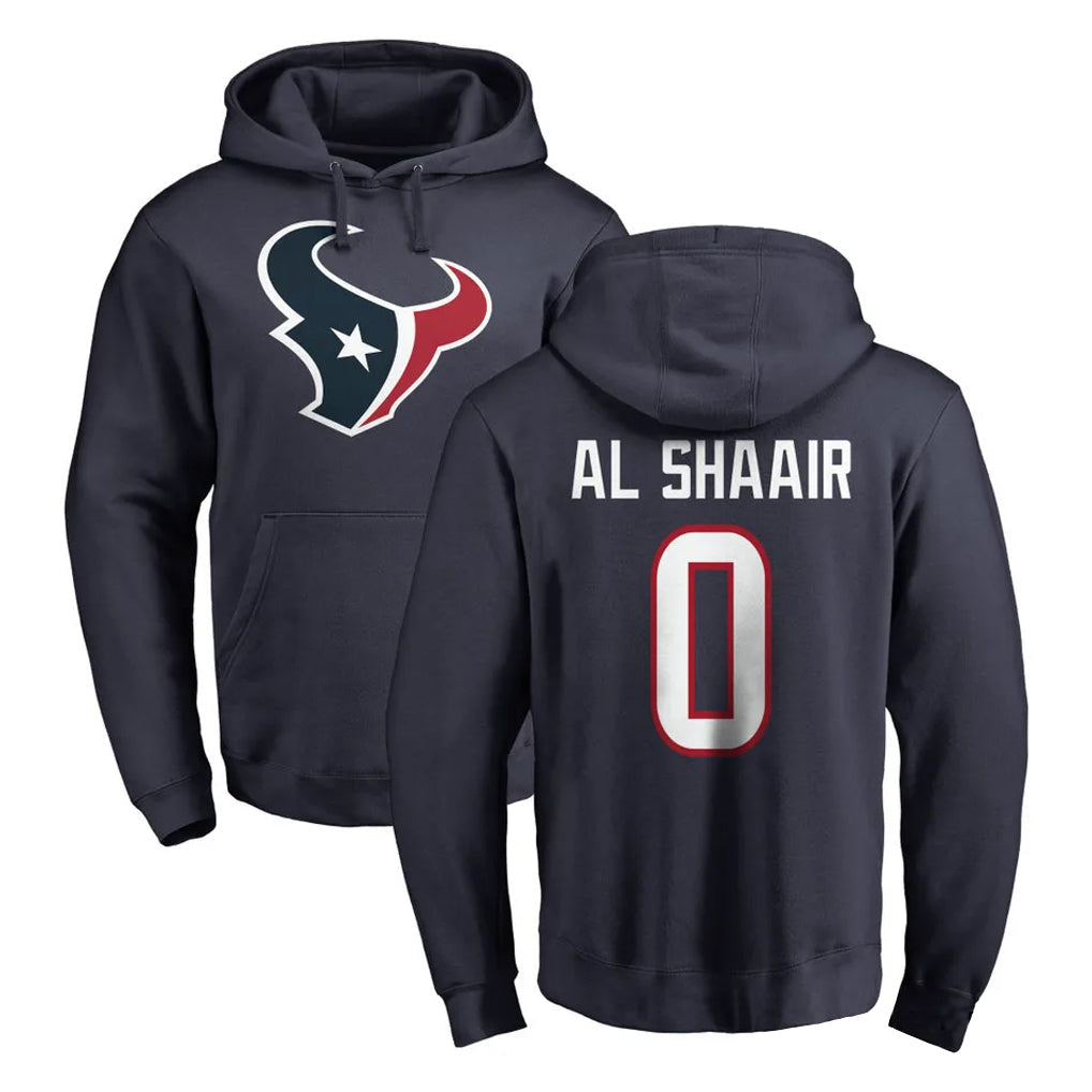 CAdoa H.Texans #0 Azeez Al-Shaair Player Navy Pro Line Pullover Hoodie Limited Game Stitched Jerseys