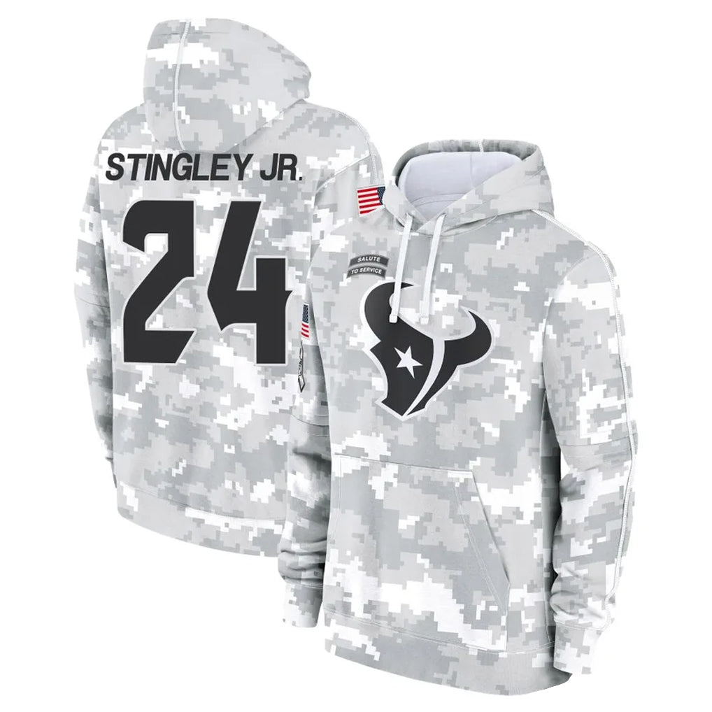 CAdoa H.Texans #24 Derek Stingley Jr. Player Arctic Camo Salute to Service Hoodies Limited Game Stitched Jerseys