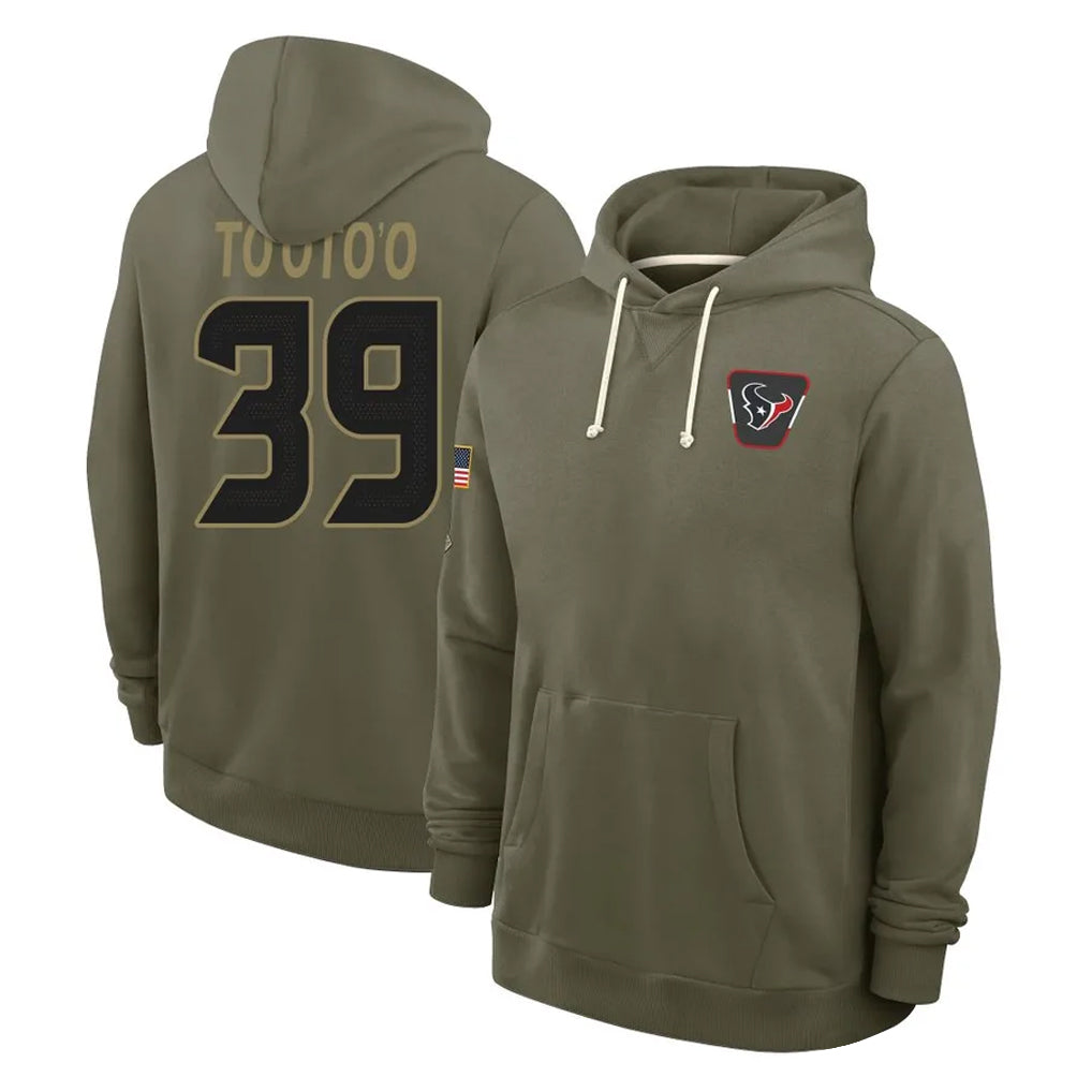 CAdoa H.Texans #39 Henry To'oTo'o Player Olive Salute to Service Pullover Hoodies Limited Stitched Jerseys