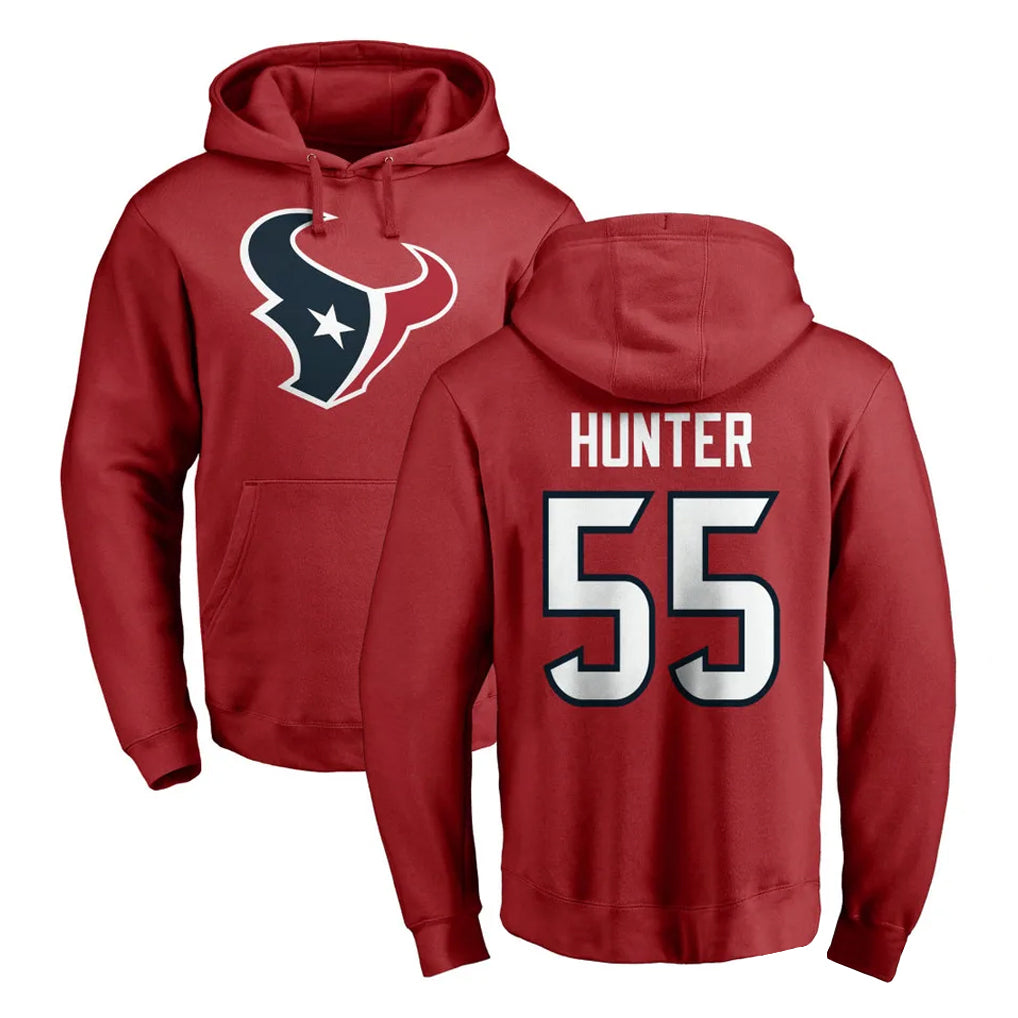CAdoa H.Texans #55 Danielle Hunter Player Red Pro Line Pullover Hoodie Limited Game Stitched Jerseys