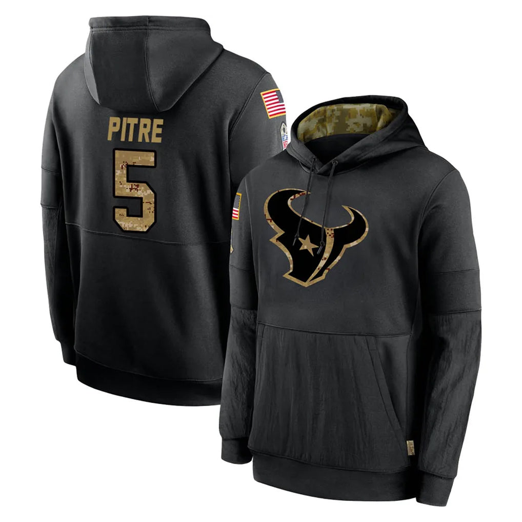 CAdoa H.Texans #5 Jalen Pitre Player Black Salute to Service Hoodies Limited Game Stitched Jerseys