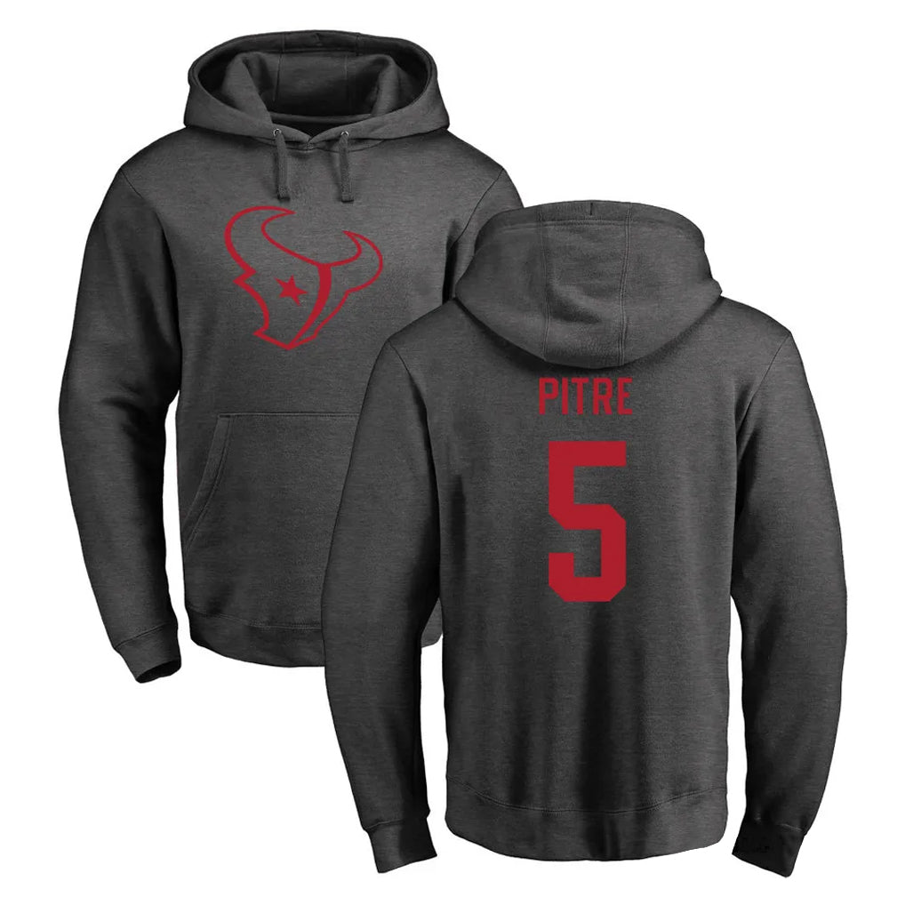 CAdoa H.Texans #5 Jalen Pitre Player Gray Pro Line Pullover Hoodie Limited Game Stitched Jerseys