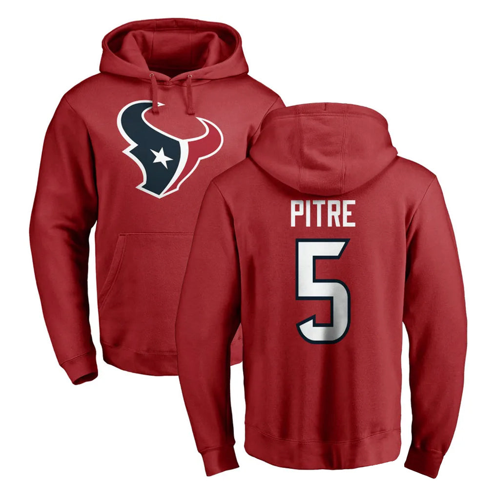 CAdoa H.Texans #5 Jalen Pitre Player Red Pro Line Pullover Hoodie Limited Game Stitched Jerseys