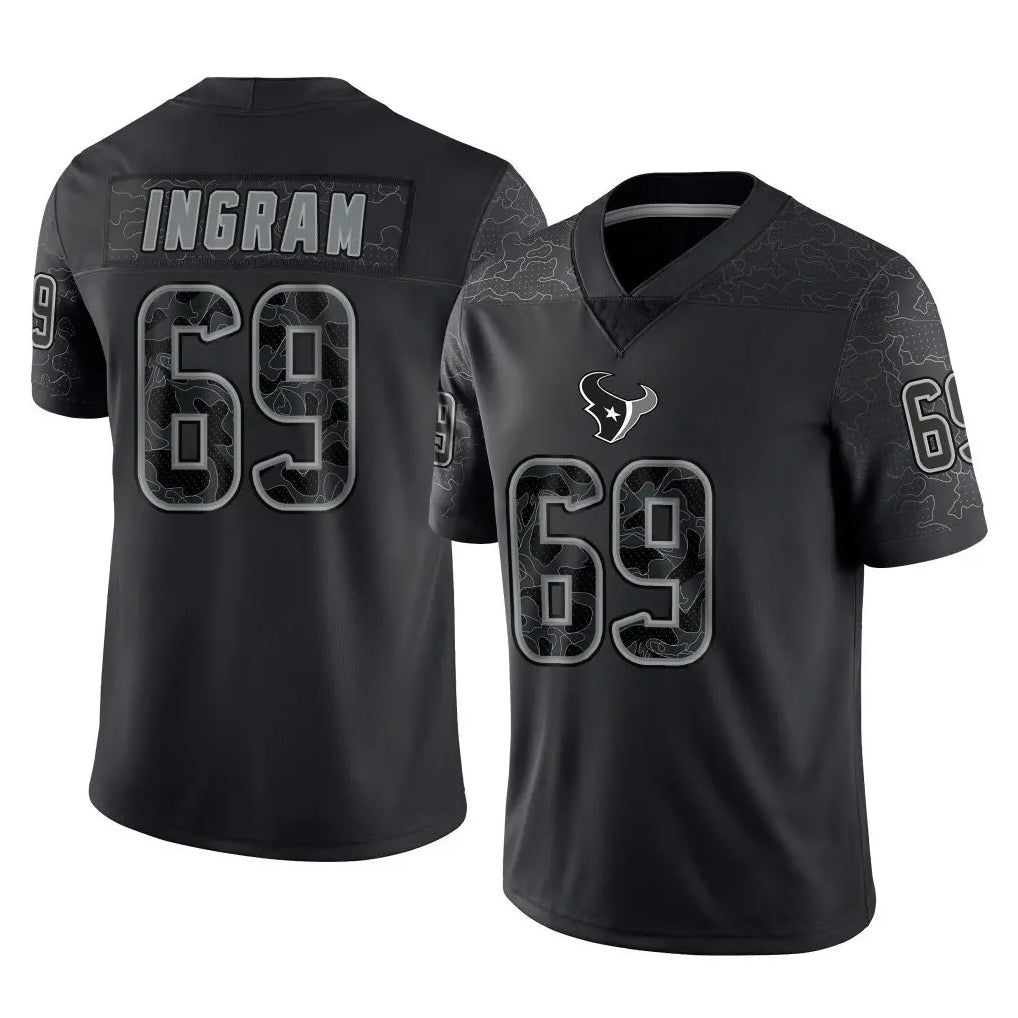 CAdoa H.Texans #69 Ed Ingram Player Black Reflective Limited Game Stitched Jerseys
