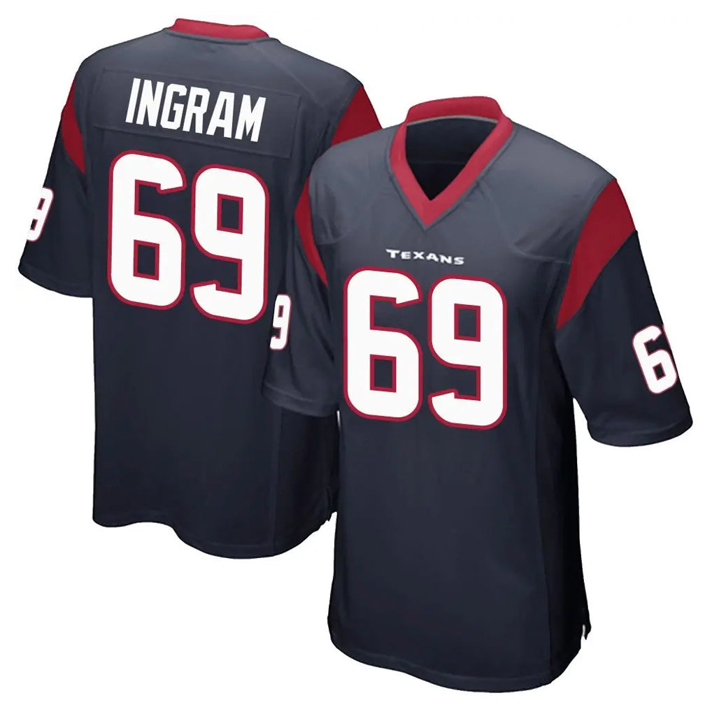 CAdoa H.Texans #69 Ed Ingram Player Navy Home Game Stitched Jerseys