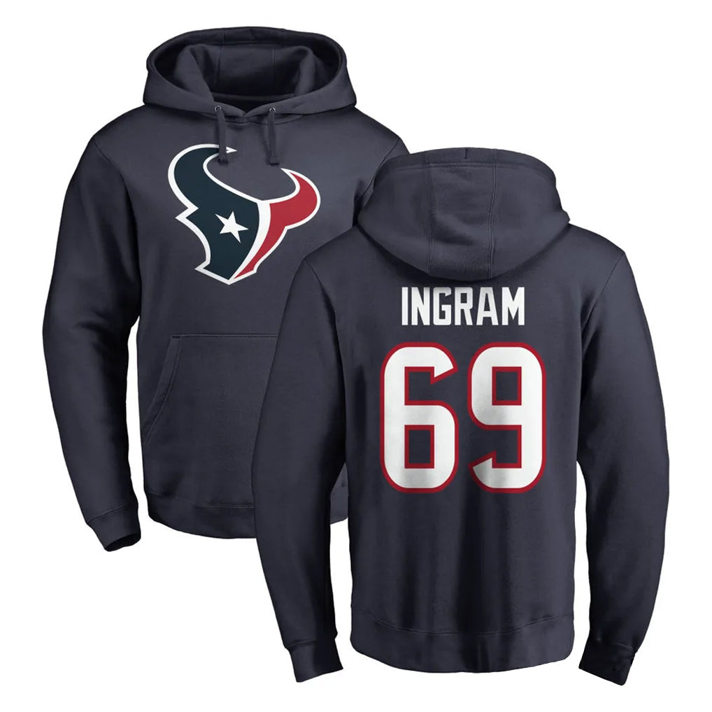 CAdoa H.Texans #69 Ed Ingram Player Navy Pro Line Pullover Hoodie Limited Game Stitched Jerseys