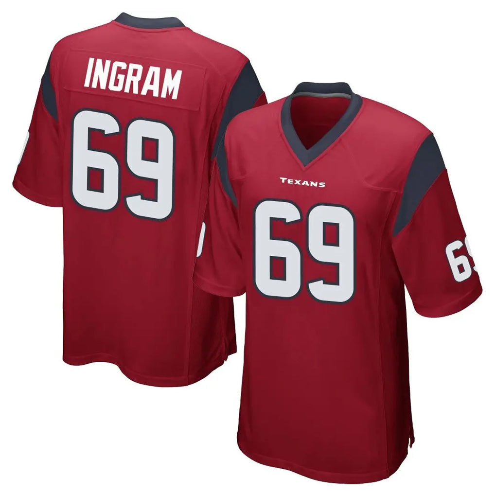 CAdoa H.Texans #69 Ed Ingram Player Red Home Game Stitched Jerseys