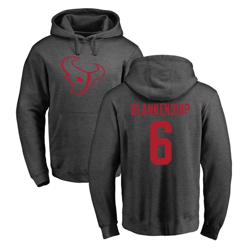 CAdoa H.Texans #6 Reed Blankenship Player Gray Pro Line Pullover Hoodie Limited Game Stitched Jerseys