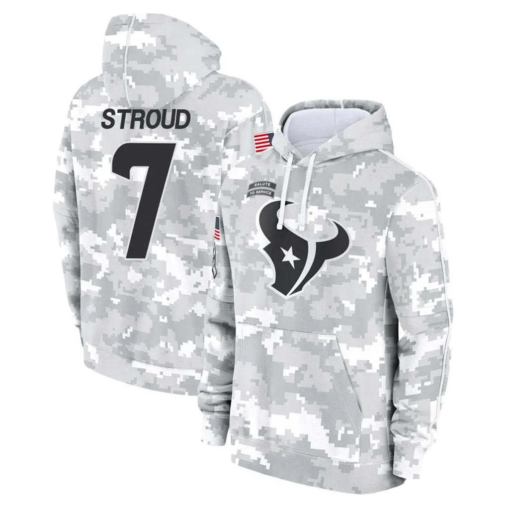 CAdoa H.Texans #7 CJ Stroud Player Arctic Camo Salute to Service Hoodies Limited Game Stitched Jerseys