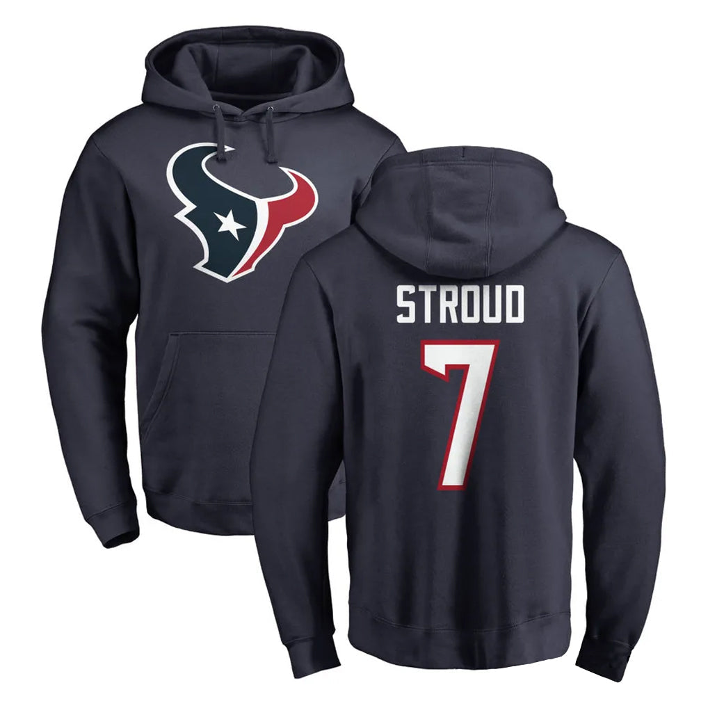 CAdoa H.Texans #7 CJ Stroud Player Navy Pro Line Pullover Hoodie Limited Game Stitched Jerseys