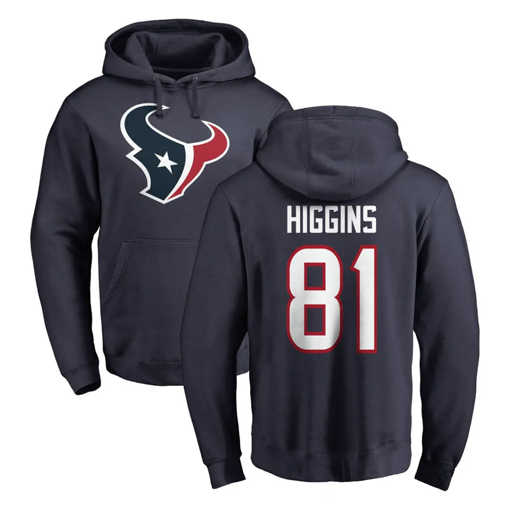 CAdoa H.Texans #81 Jayden Higgins Player Navy Pro Line Pullover Hoodie Limited Game Stitched Jerseys