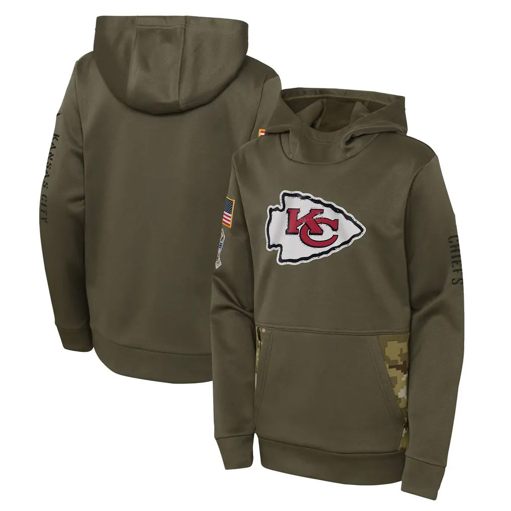 CAdoa KC.Chiefs Olive Salute to Service Therma Performance Pullover Hoodie Limited Game Stitched Jerseys