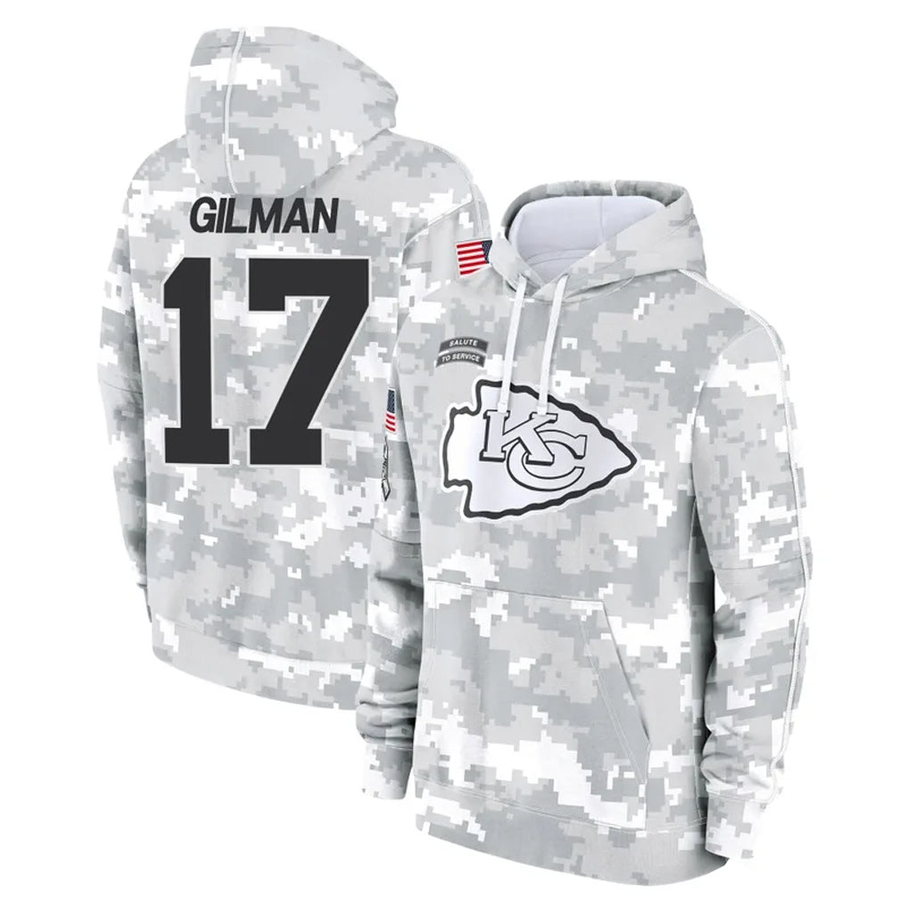 CAdoa KC.Chiefs #17 Alohi Gilman Player Arctic Camo Salute to Service Hoodies Limited Game Stitched Jerseys