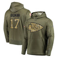CAdoa KC.Chiefs #17 Alohi Gilman Player Olive Salute to Service Pullover Hoodies Home Game Stitched Jerseys