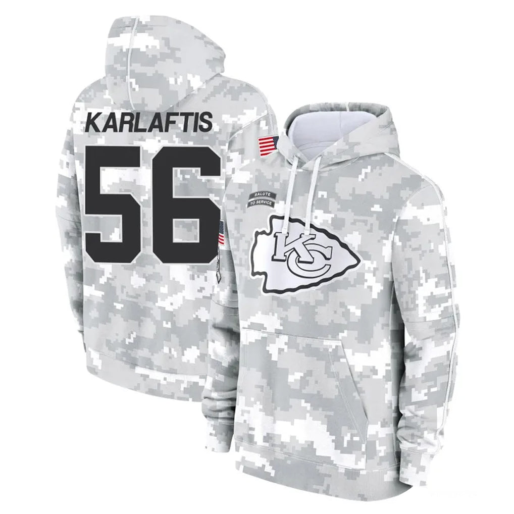 CAdoa KC.Chiefs #56 George Karlaftis Player Arctic Camo Salute to Service Hoodies Limited Game Stitched Jerseys