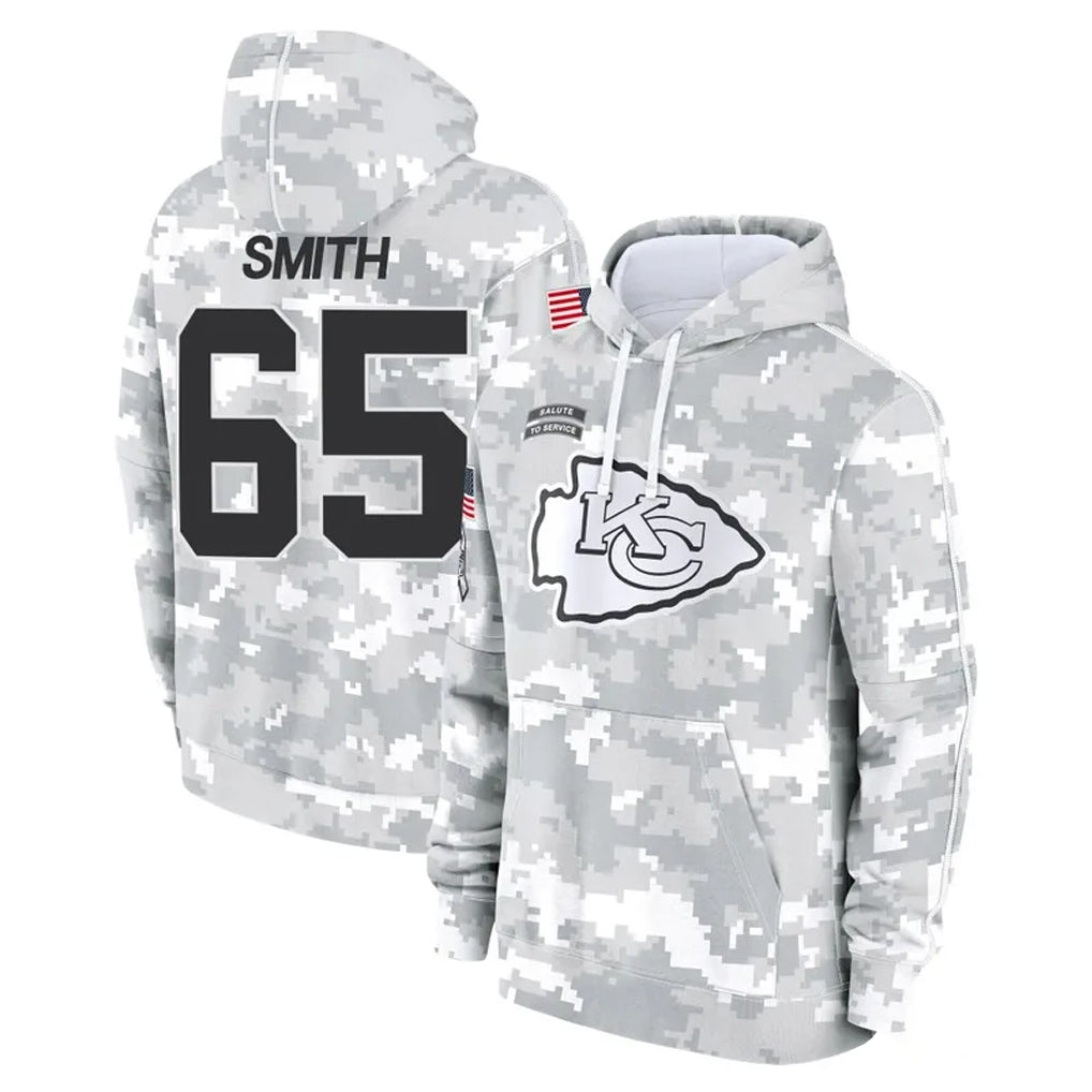 CAdoa KC.Chiefs #65 Trey Smith Player Arctic Camo Salute to Service Hoodies Limited Game Stitched Jerseys