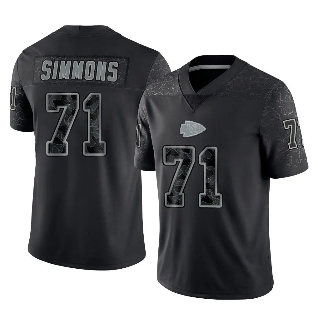 CAdoa KC.Chiefs #71 Josh Simmons Player Black Limited Reflective Game Stitched Jerseys