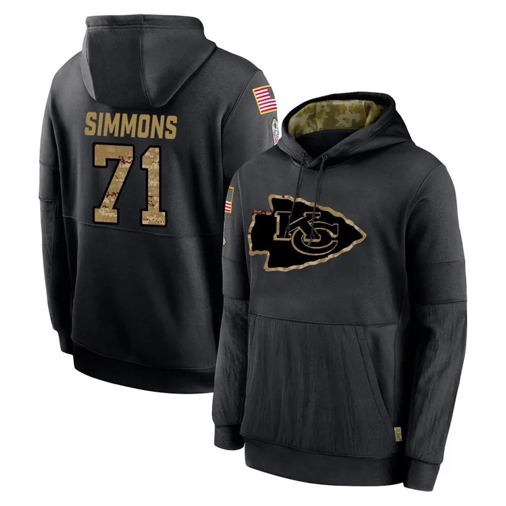 CAdoa KC.Chiefs #71 Josh Simmons Player Black Salute to Service Hoodies Limited Game Stitched Jerseys