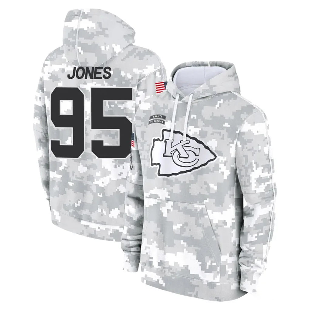 CAdoa KC.Chiefs #95 Chris Jones Player Arctic Camo Salute to Service Hoodies Limited Game Stitched Jerseys