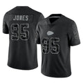 CAdoa KC.Chiefs #95 Chris Jones Player Black Limited Reflective Game Stitched Jerseys