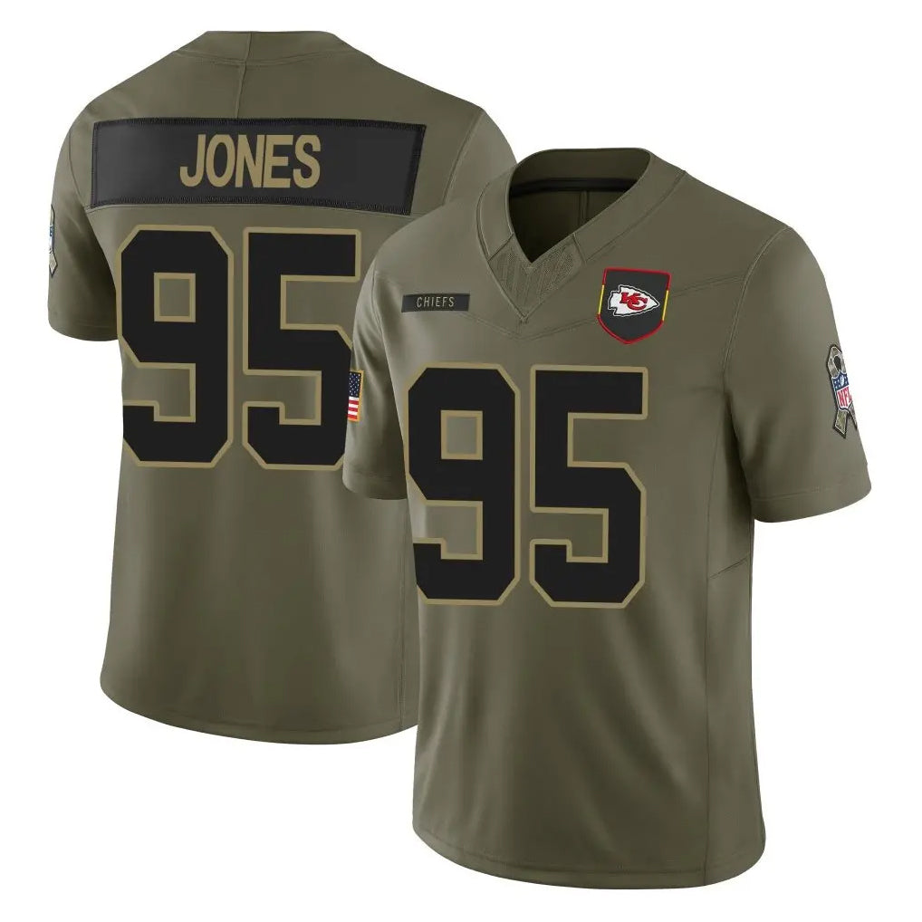 CAdoa KC.Chiefs #95 Chris Jones Player Olive 2025 Salute To Service Limited Game Stitched Jerseys