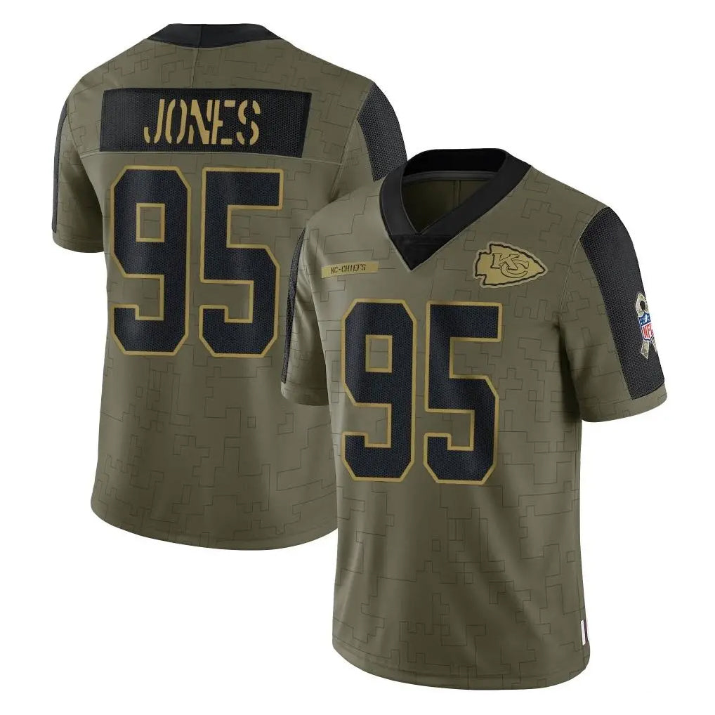 CAdoa KC.Chiefs #95 Chris Jones Player Olive Salute To Service Limited Game Stitched Jerseys