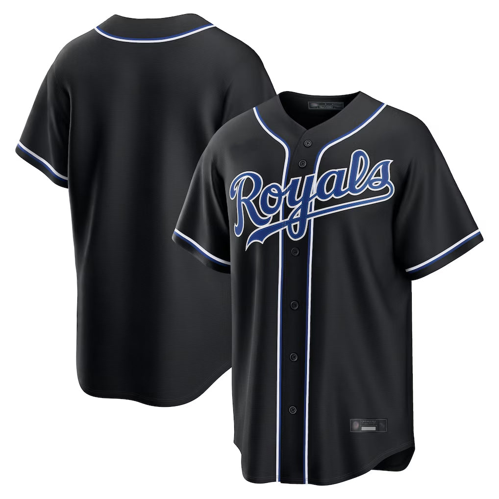 CAdoa KC.Royals Black Carbon Fashion Home Game Blank Player Stitched Jerseys