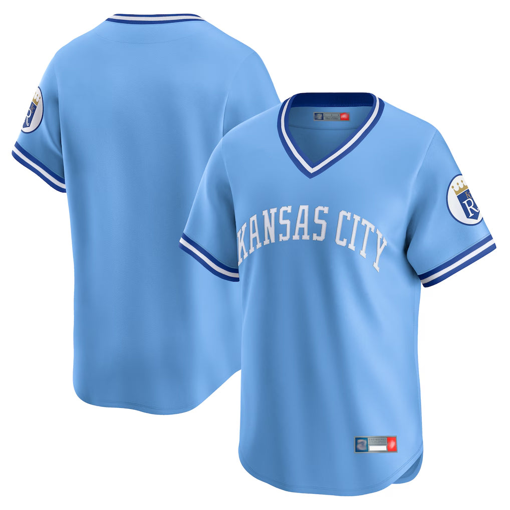 CAdoa KC.Royals Light Blue Limited Throwback Cooperstown Collection Blank Player T-shirt Stitched Jerseys