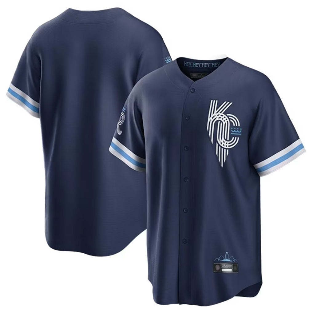 CAdoa KC.Royals Navy City Connect Home Game Blank Player Stitched Jerseys