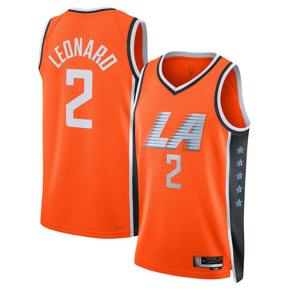 CAdoa LA.Clippers #2 Kawhi Leonard Orange 2025-2026 Swingman Stitched Jerseys - City Edition