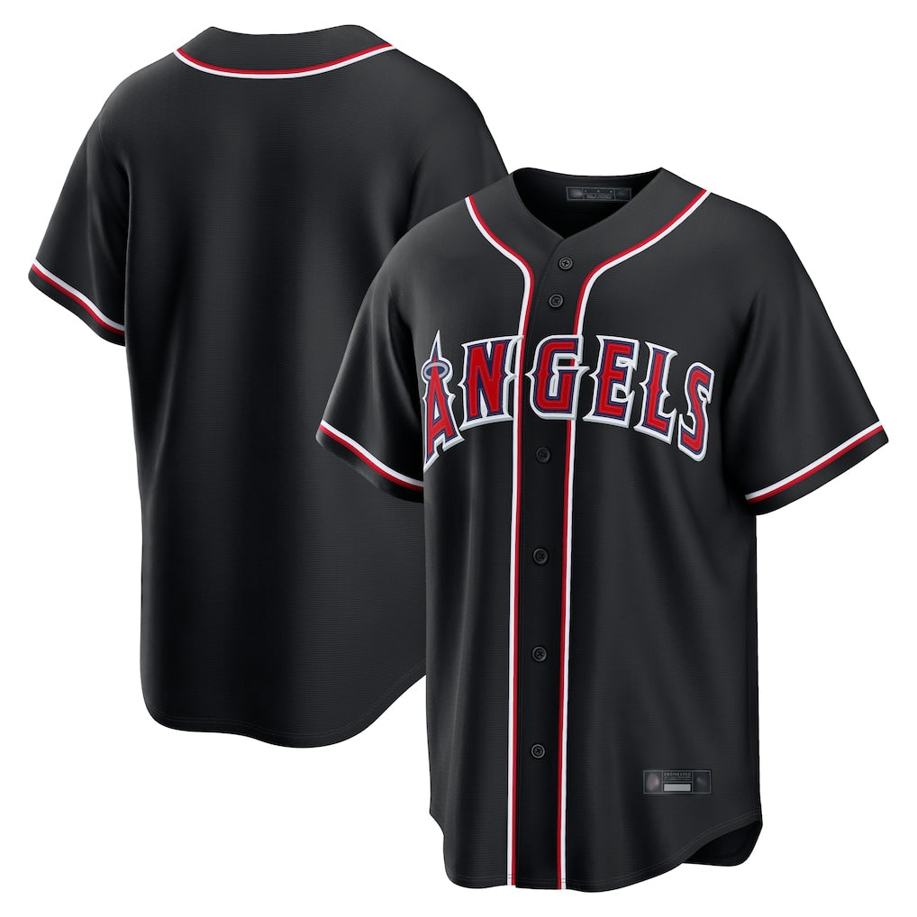 CAdoa LA.Angels Black Fashion Out Home Game Blank Player Stitched Jerseys