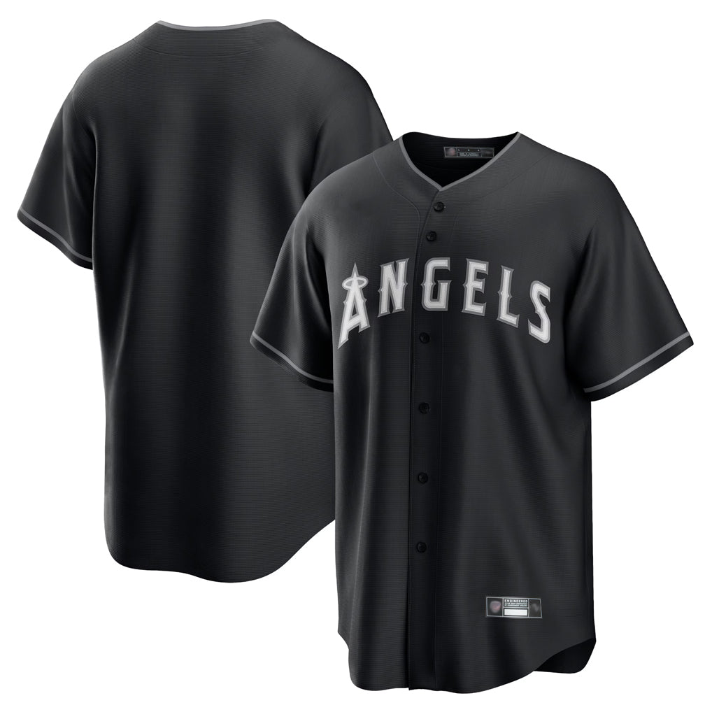 CAdoa LA.Angels Black Lights Out Fashion T-shirt Blank Player Stitched Jerseys