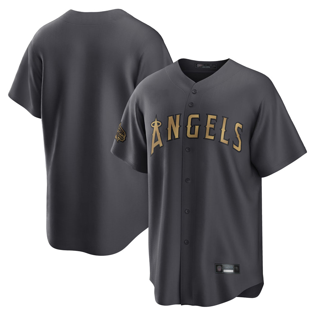 CAdoa LA.Angels Charcoal Game All-Star Blank Player Stitched Jerseys