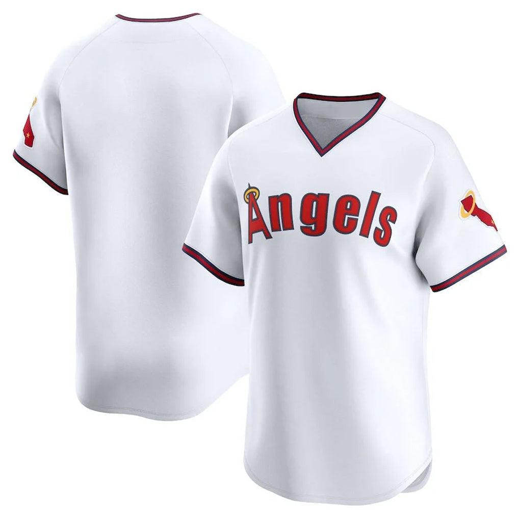 CAdoa LA.Angels White T-shirt Home Limited Blank Player Stitched Jerseys