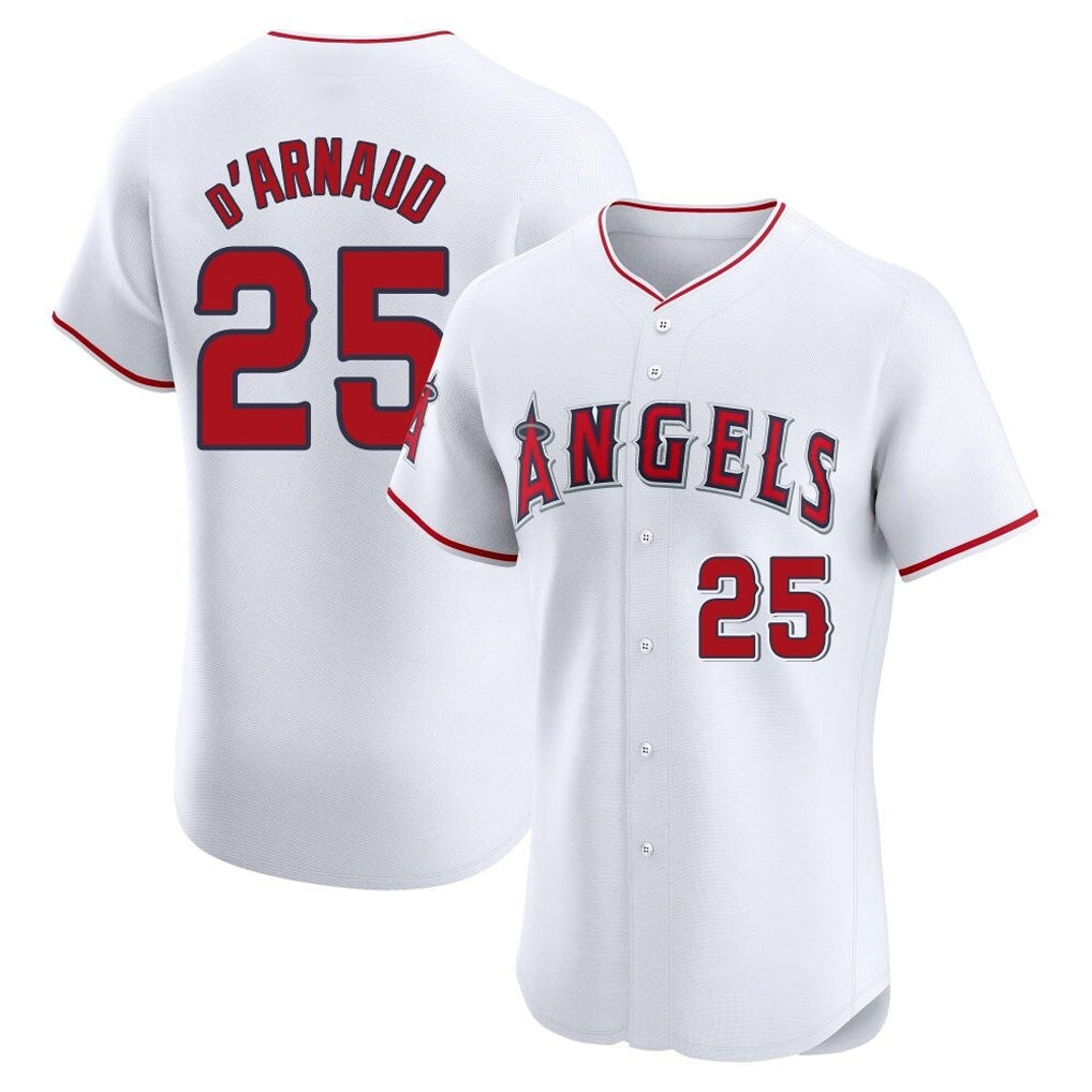 CAdoa LA.Angels #25 Travis d'Arnaud Player White Limited Elite Stitched Home Jerseys