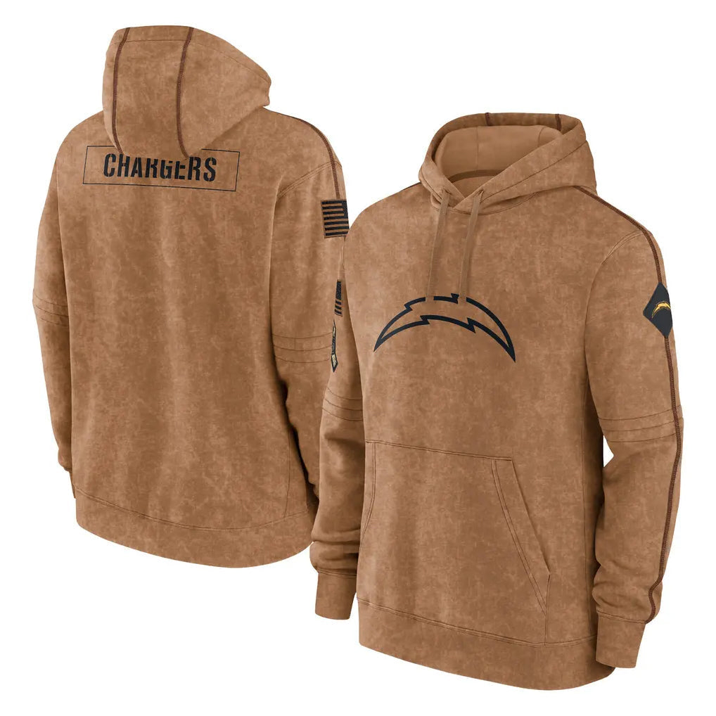 CAdoa LA.Chargers Brown Salute to Service Hoodies Limited Game Blank Player Stitched Jerseys