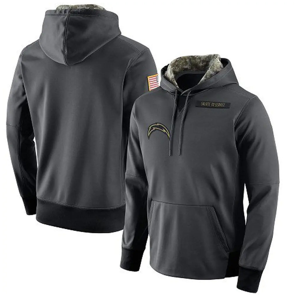 CAdoa LA.Chargers Gray Pullover Hoodie Home Game Blank Player Stitched Jerseys