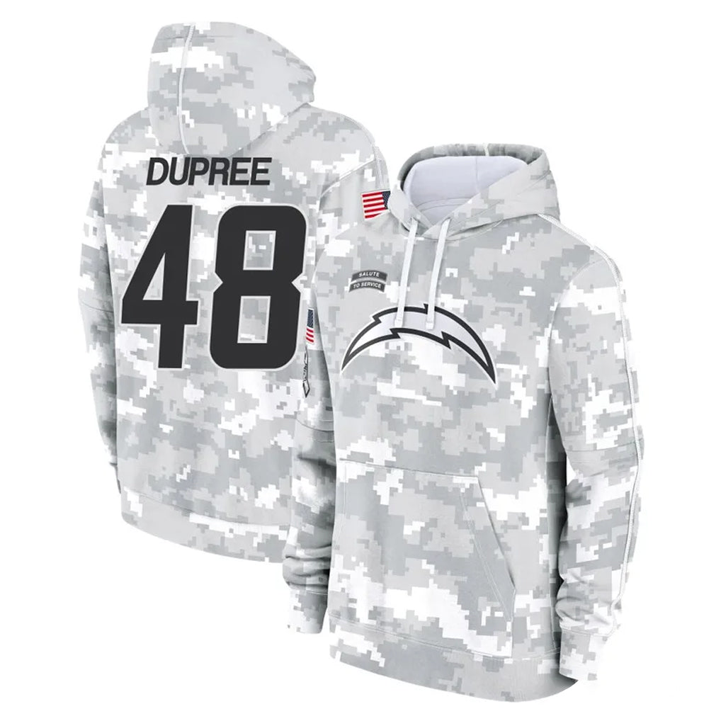 CAdoa LA.Chargers #48 Bud Dupree Player Arctic Camo Salute to Service Hoodies Limited Game Stitched Jerseys