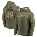 CAdoa LA.Chargers #48 Bud Dupree Player Olive Salute to Service Pullover Hoodies Home Game Stitched Jerseys