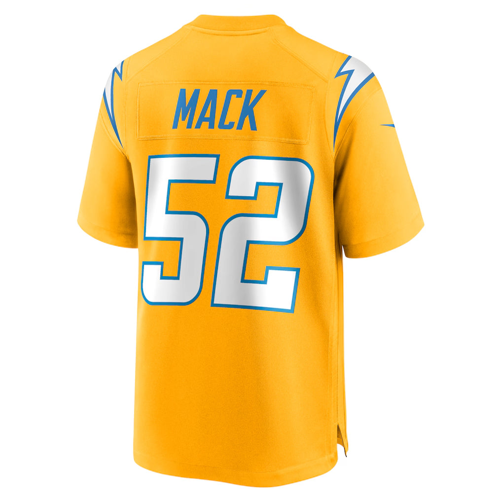 CAdoa LA.Chargers #52 Khalil Mack Player Gold Home Game Stitched Jerseys