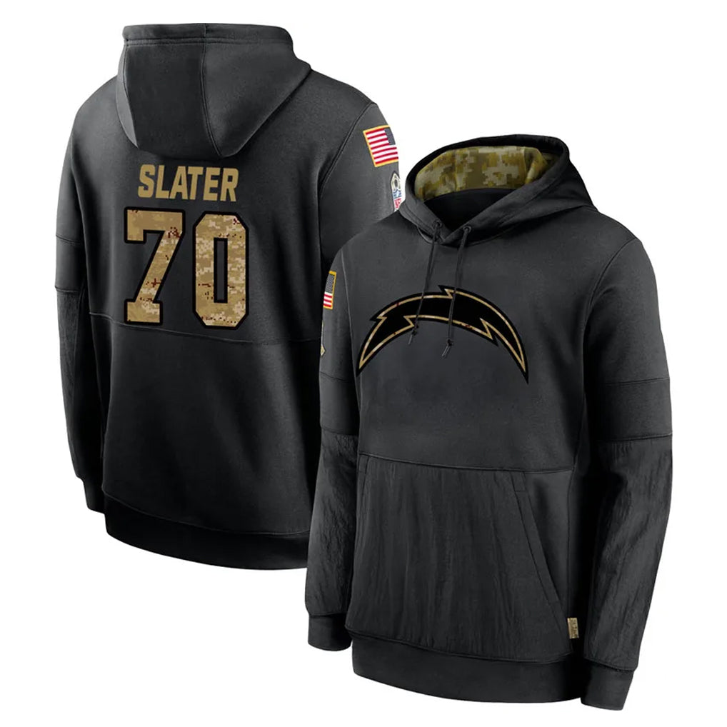 CAdoa LA.Chargers #70 Rashawn Slater Player Black Salute to Service Hoodies Limited Game Stitched Jerseys
