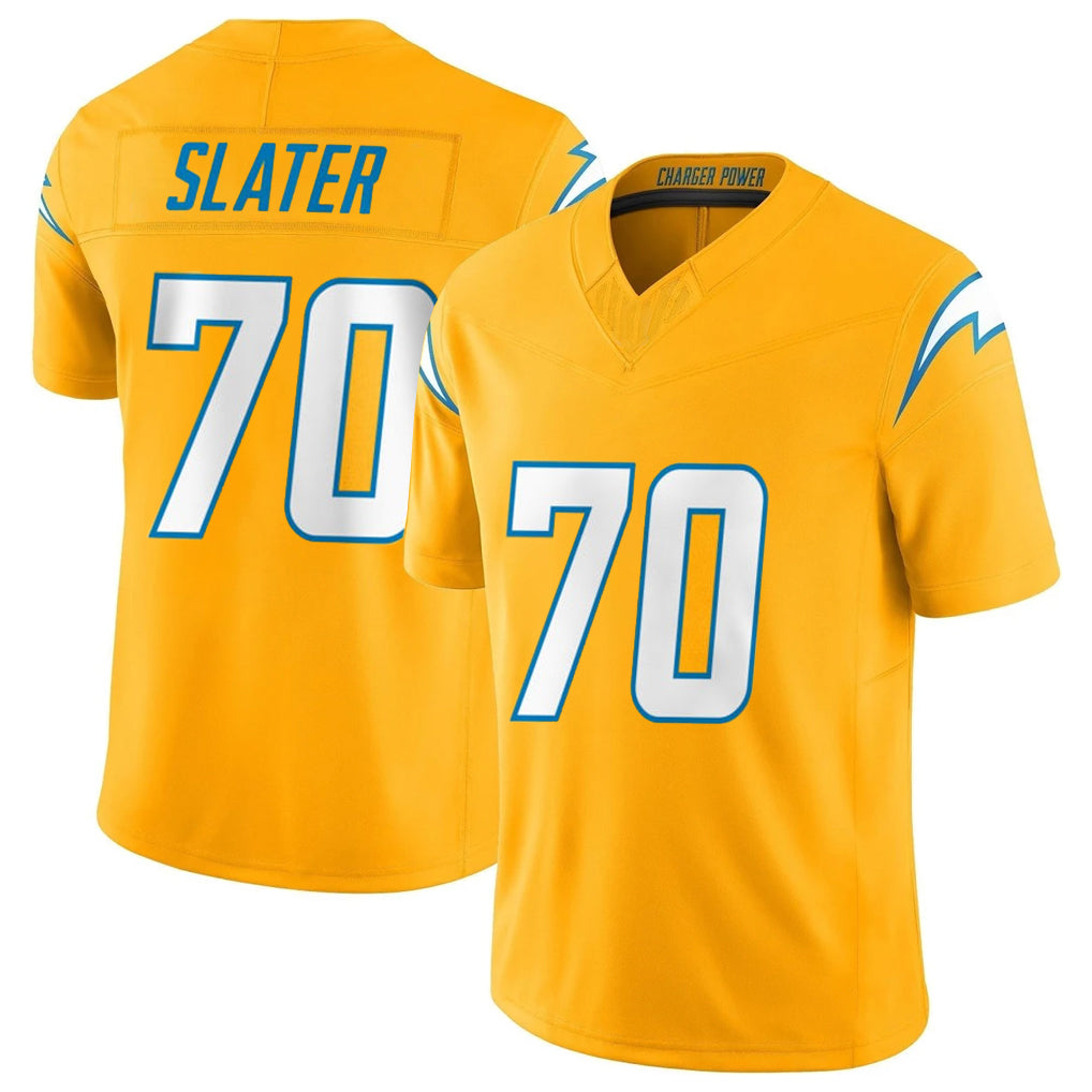 CAdoa LA.Chargers #70 Rashawn Slater Player Gold Limited Vapor F.U.S.E. Home Game Stitched Jerseys