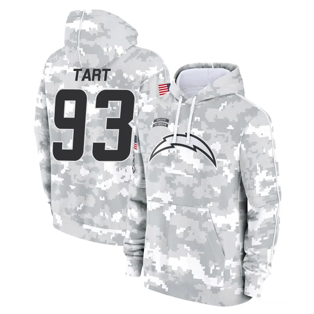 CAdoa LA.Chargers #93 Teair Tart Player Arctic Camo Salute to Service Hoodies Limited Game Stitched Jerseys
