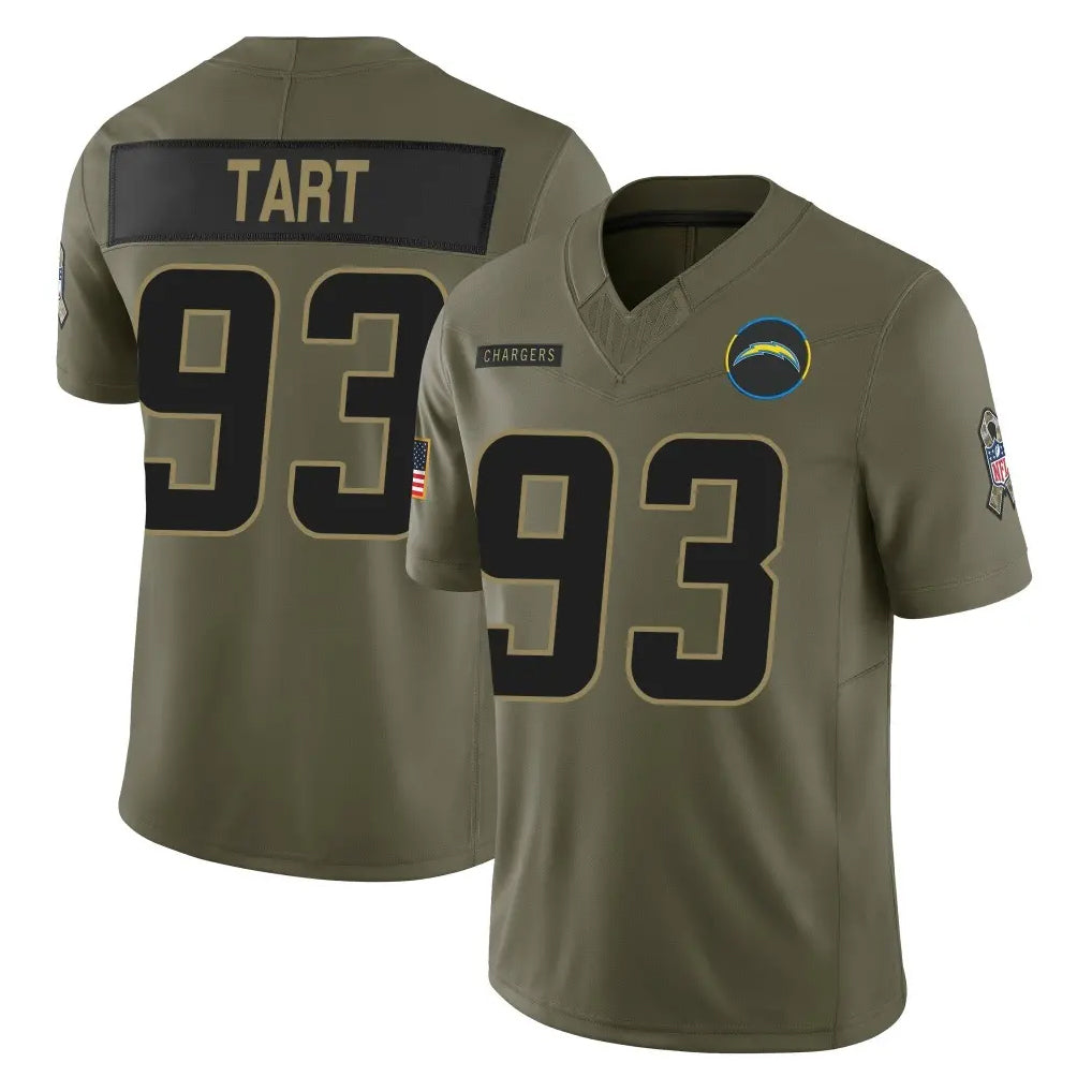 CAdoa LA.Chargers #93 Teair Tart Player Olive 2025 Salute To Service Limited Game Stitched Jerseys