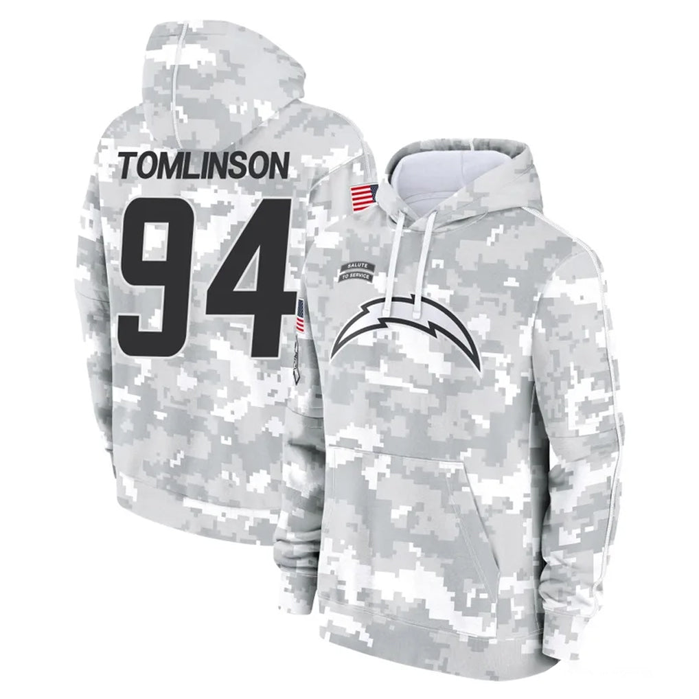 CAdoa LA.Chargers #94 Dalvin Tomlinson Player Arctic Camo Salute to Service Hoodies Limited Game Stitched Jerseys
