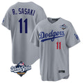 CAdoa LA.Dodgers #11 Roki Sasaki Player Gray World Series Game Home Stitched Jerseys